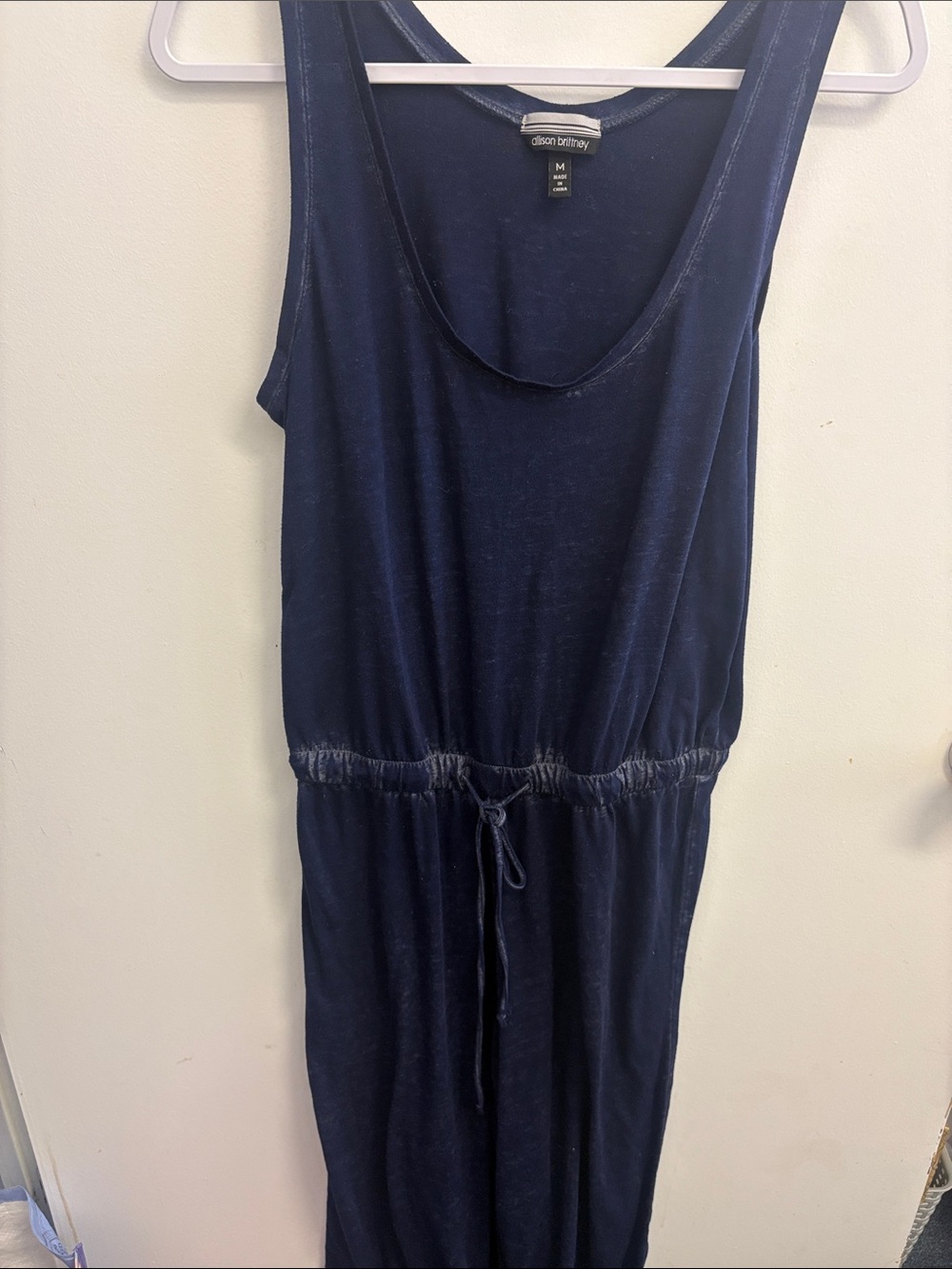Allison Brittney Navy Scoop-Neck Sleeveless Maxi Jumpsuit